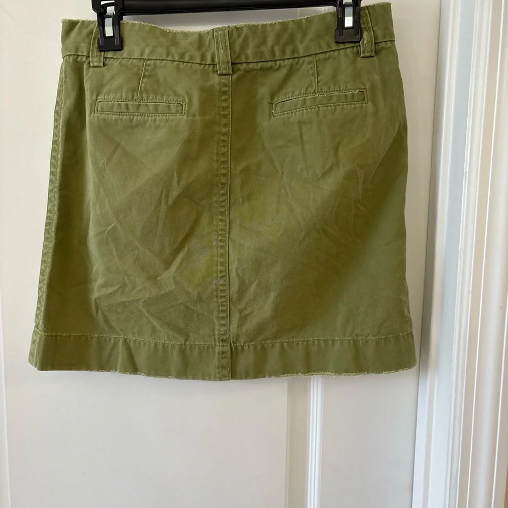 J.Crew Vintage Y2K Olive Green Cotton Utility Skirt Pockets Size 2